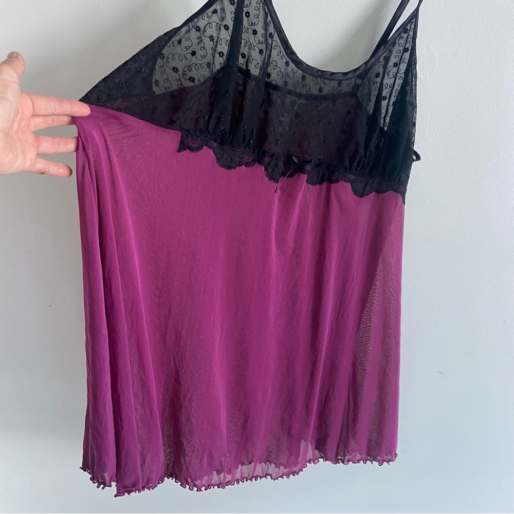 3/$25 Cacique Blackā and Purple Lace Chemise Babydoll 26 28
